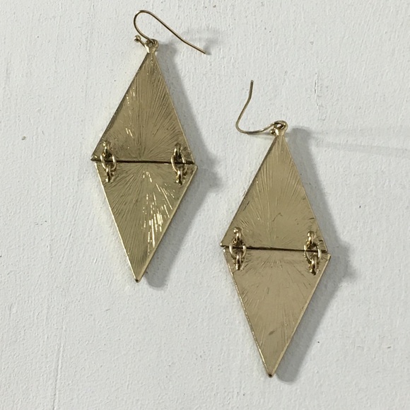 Yellow Triangle Rhinestone Earrings - Picture 6 of 8